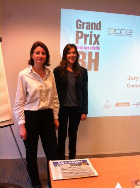 Maëlla Ruellan et Alice Rosenberg , étudiantes au master Celsa-mines, membre du jury du grand prix de la créativité RH ACCE. Vendredi 14 Mars